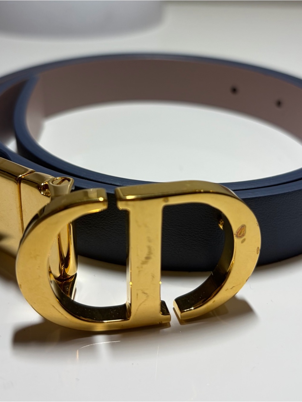Dior Women’s Leather Belt with Gold CD Buckle